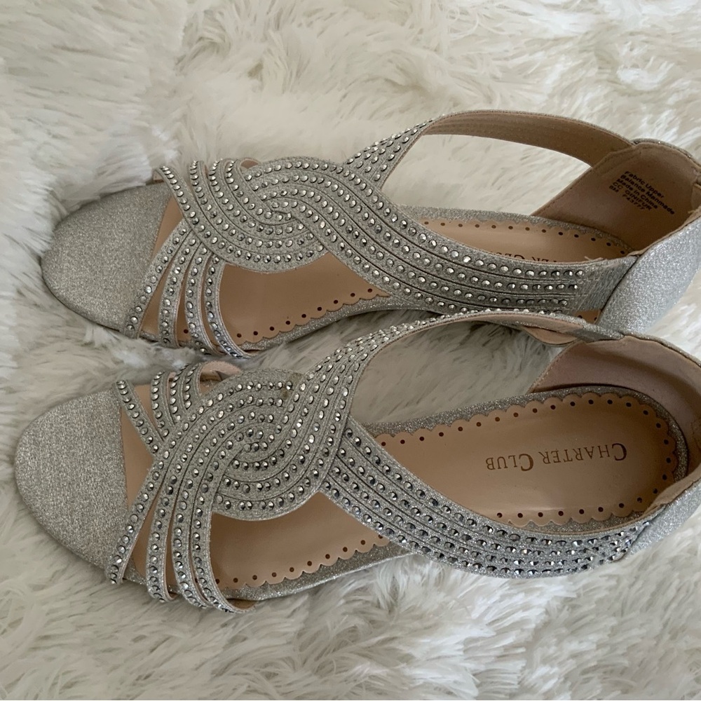Charter Club Silver Rhinestone Heels